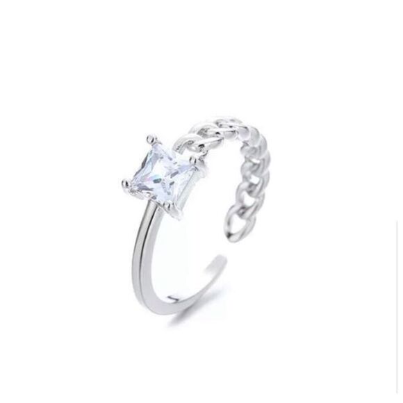 The Multi Ring adjustable 925 half link ring with cubic zirconia - Picture 3 of 4